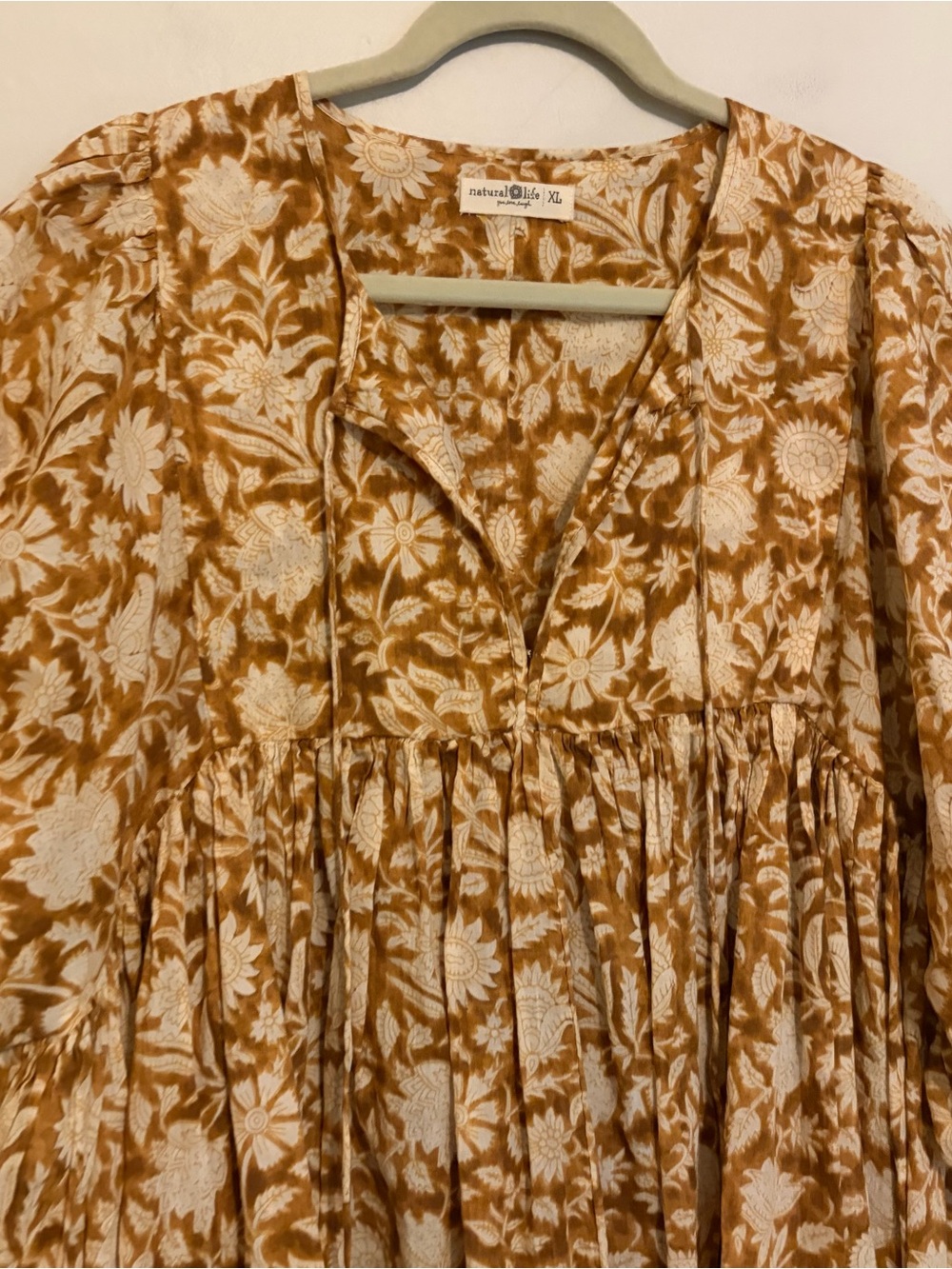 Natural Life 100% Cotton Floral Oversized Tunic Dress Sz XL X-Large - Picture 2 of 12